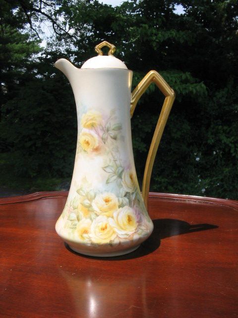 11 PC. H. PAINTED LIMOGES CHOC SET