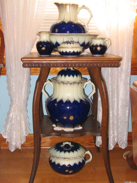 FLOW BLUE STAFFORDSHIRE WASH SET