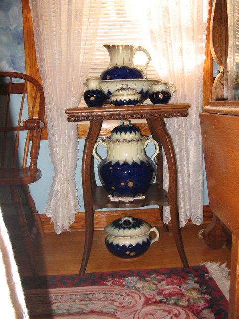 FLOW BLUE STAFFORDSHIRE WASH SET