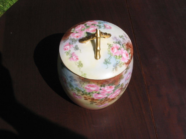 HAND P. T & V LIMOGES BISCUIT JAR
