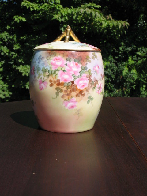HAND P. T & V LIMOGES BISCUIT JAR