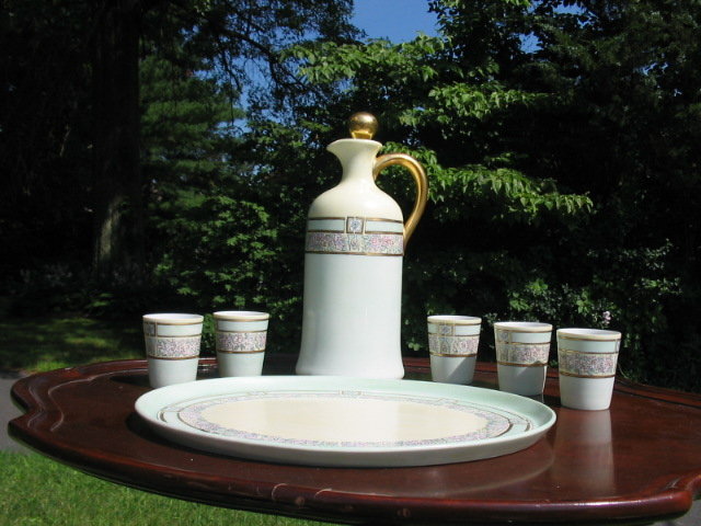 ANTIQUE H.P. LIMOGES LIQUOR SET