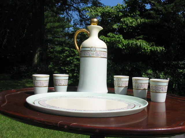 ANTIQUE H.P. LIMOGES LIQUOR SET
