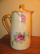 HAND PAINTED LIMOGES CHOC. POT