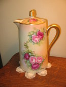 HAND PAINTED LIMOGES CHOC. POT