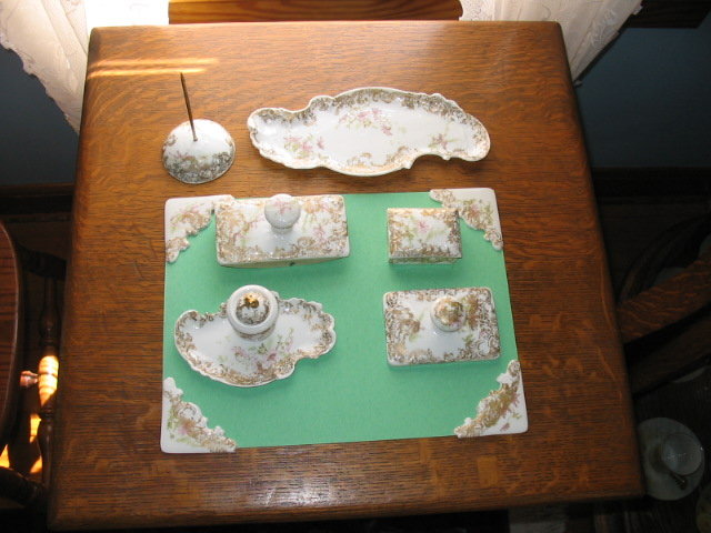 RARE LIMOGES H.PAINTED DESK SET