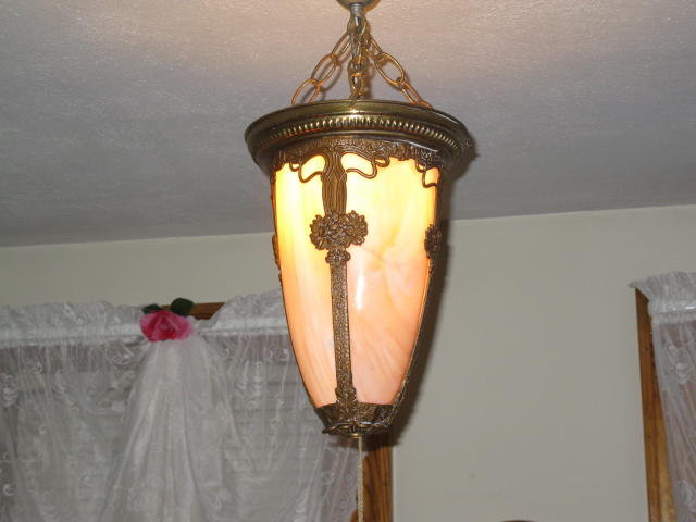 ANTIQUE SLAG HANGING LIGHT