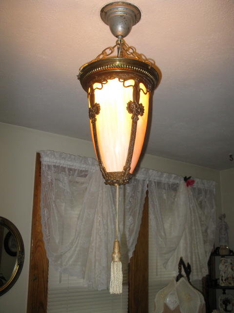ANTIQUE SLAG HANGING LIGHT