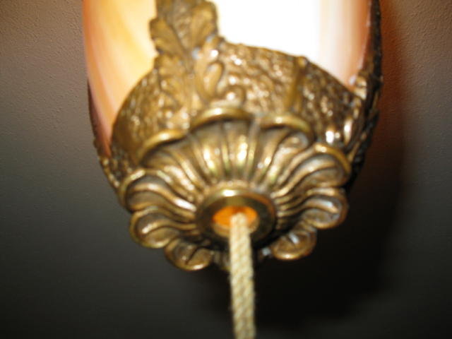 ANTIQUE SLAG HANGING LIGHT