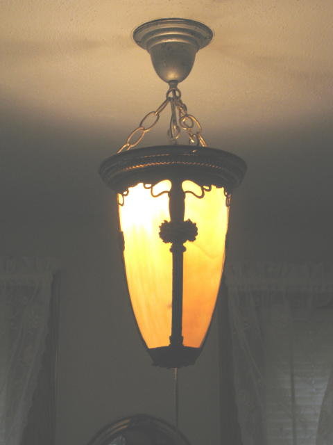 ANTIQUE SLAG HANGING LIGHT