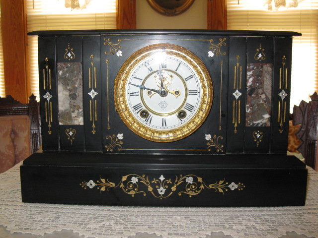 ANSONIA BLACK MARBLE CLOCK