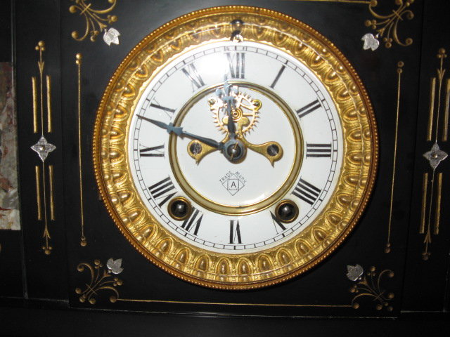 ANSONIA BLACK MARBLE CLOCK