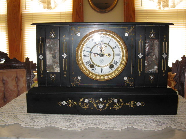 ANSONIA BLACK MARBLE CLOCK