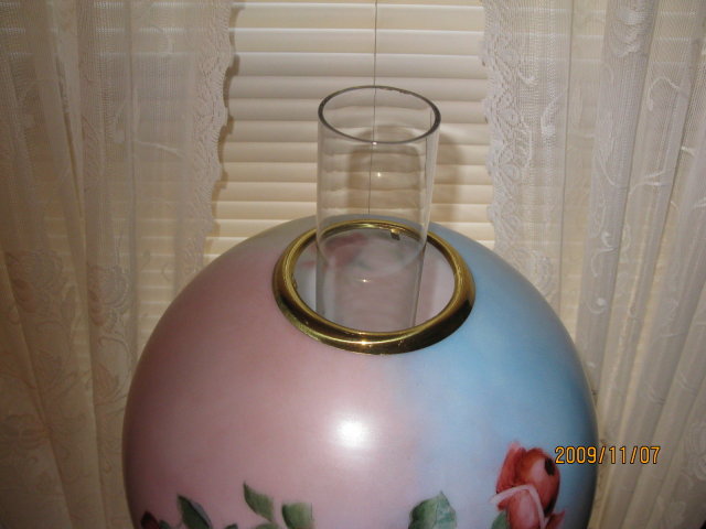 HAND PAINTED ROSES GWTW LAMP