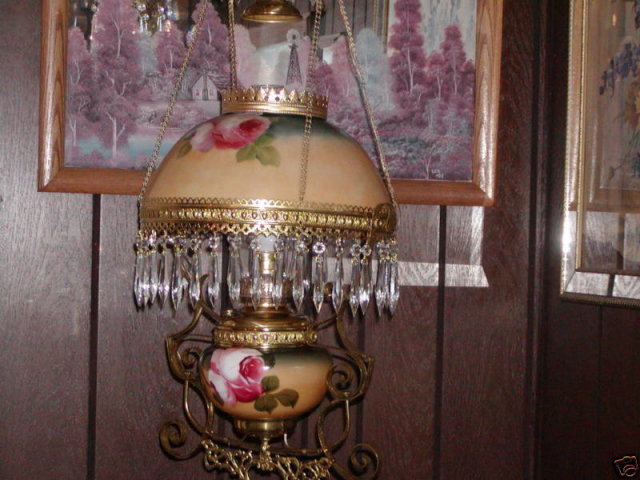 PITTSBURGH ROSES HANGING VIC. LAMP