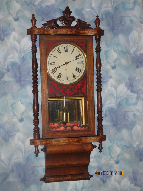 WATERBURY ANGLO INLAID WALL CLOCK
