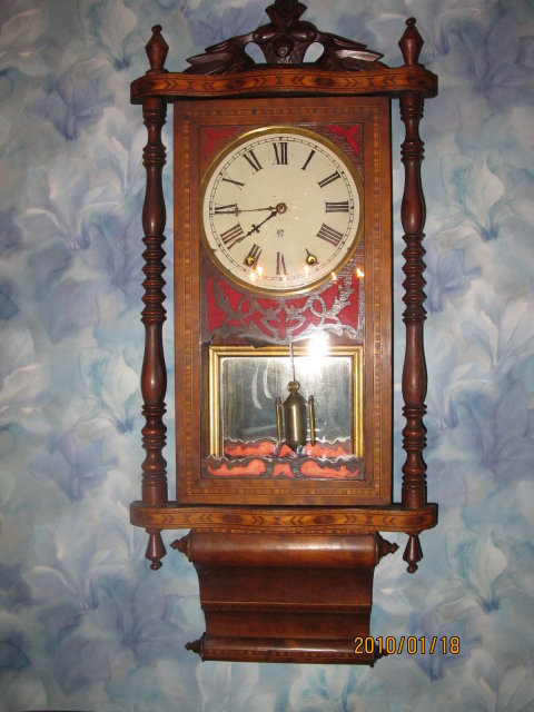 WATERBURY ANGLO INLAID WALL CLOCK