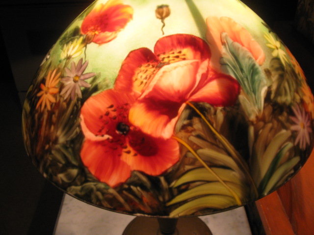 antique reverse painted lamp