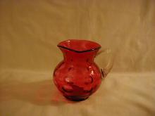 Fenton Dot Optic (Coin Spot) Ruby Overlay Creamer