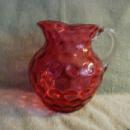 Fenton Ruby Overlay Thumbprint water set with 6 tumblers