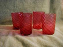 Fenton Ruby Overlay set of four tumblers