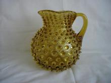 Hobbs, Brockunier Amber Hobnail Pitcher
