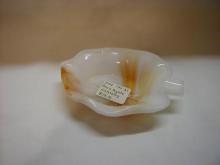 Akro Agate orange/white leaf ashtray