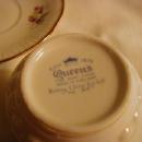 Queen's cup and saucer, lavendar and blue flowers