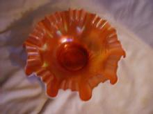 Dugan Single Flower Peach opalescent crimped, fluted 9