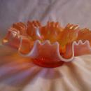Dugan Single Flower Peach opalescent crimped, fluted 9