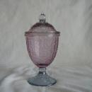 Footed Candy Jar, Amethyst over smoky blue foot