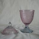 Footed Candy Jar, Amethyst over smoky blue foot
