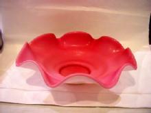White and pink cased Low flat bowl
