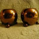 Pilcher brass footed round candleholders, pair