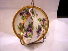 Violets cup and saucer, #377A