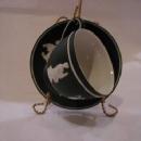 Jasperware mini dark green cup and saucer