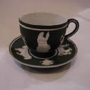 Jasperware mini dark green cup and saucer