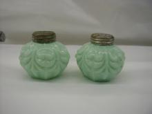 Turquoise Low Scroll by Colsolidated Glass (1894 - 1902), pair
