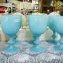 Provenial Blown Turquoise Blue water goblet, set of 6