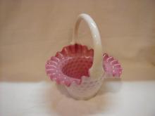 Hobnail white w/lavendar inside basket