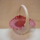 Hobnail white w/lavendar inside basket