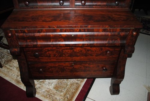 Museum Quality Antique American Empire Mahogany Bookcase 7 ft Tall Secretary Circa 1830