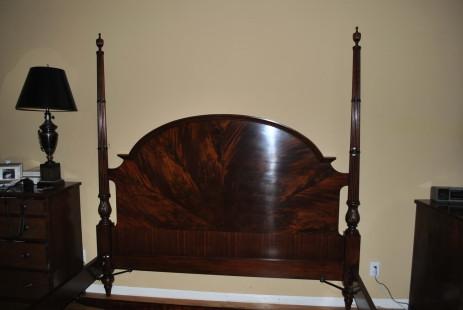 Finest King Size Flaming Mahogany Federal Style Poster Bed, Kingsize, $8000 Retail LH-4378