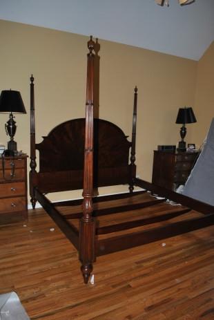 Finest King Size Flaming Mahogany Federal Style Poster Bed, Kingsize, $8000 Retail LH-4378