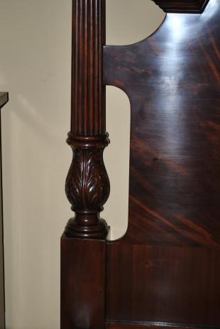 Finest King Size Flaming Mahogany Federal Style Poster Bed, Kingsize, $8000 Retail LH-4378