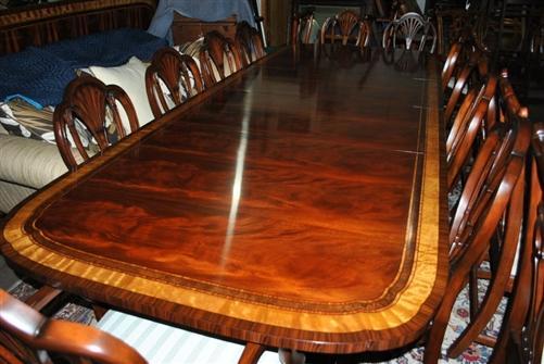 American Large Flaming Mahogany Dining or Conference Table, 10ft. Clipped, Scalloped $10,000 LH-12-10-2L