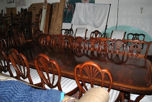 American Large Flaming Mahogany Dining or Conference Table, 10ft. Clipped, Scalloped $10,000 LH-12-10-2L