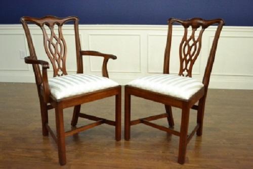 Floor Sample, Set of 8 Leighton Hall Chippendale Style “Charles” Mahogany Fine Dining Chairs, LH-1075