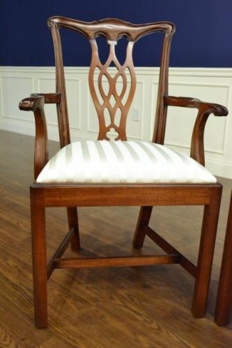 Floor Sample, Set of 8 Leighton Hall Chippendale Style “Charles” Mahogany Fine Dining Chairs, LH-1075