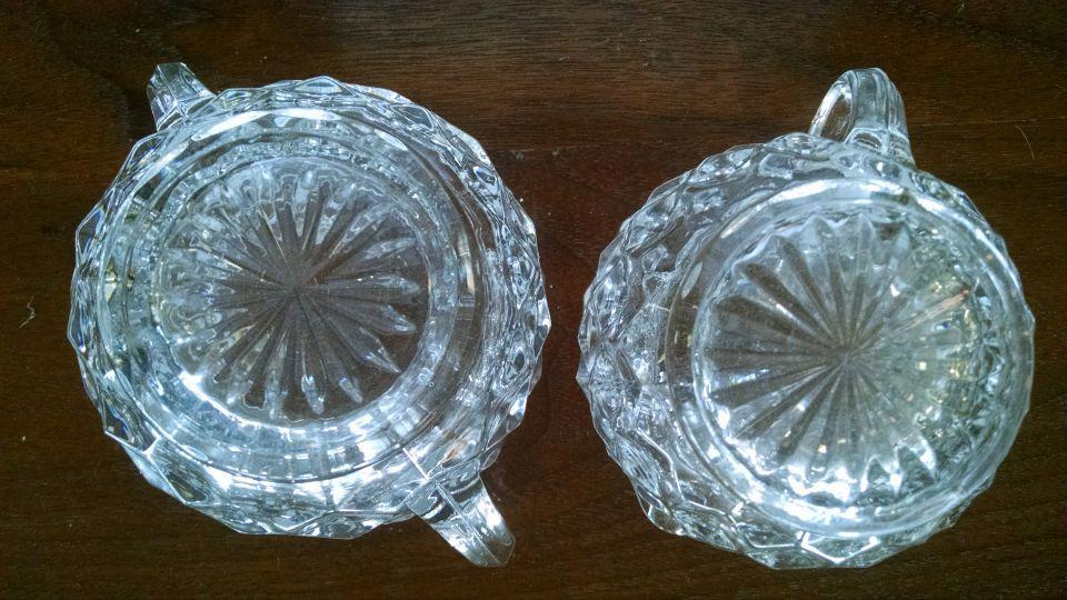 Fostoria American Clear Pattern Mini Creamer & Open Sugar 2 5/8